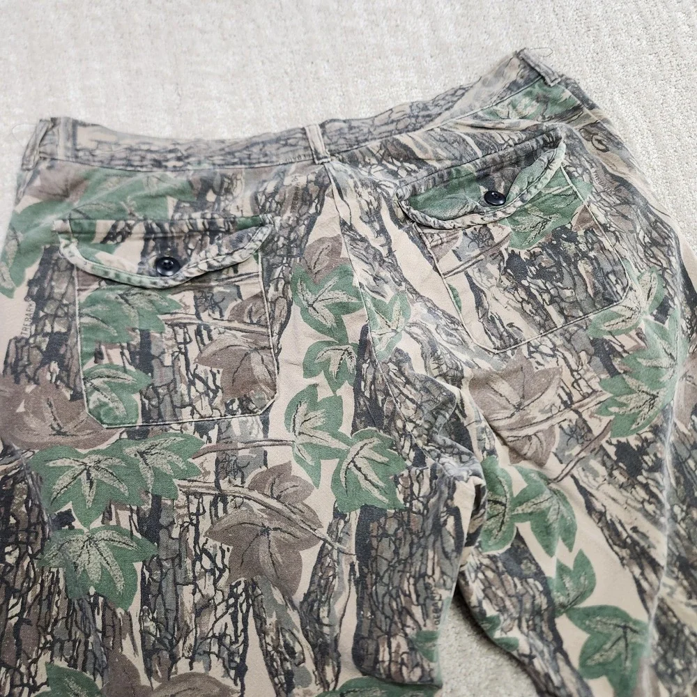 Vintage Camo Cargo Pants Men 36x30 Trebark Camouflage Front Pocket‎ Canvas Baggy